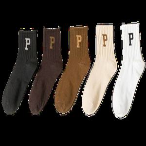 P로고 패치 여성 베이직 패션 중목 양말 고탄력 밴딩 데일리 양말 세트(10켤레)