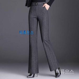 헤링본 스판 겨울 모직 팬츠 바지 스트레이트 울 티류으스