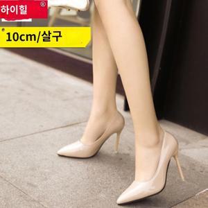 오피스 슈즈 유광 에나멜 여성 하이힐 면접 데이트룩 정장 가을 봄 뾰족