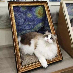 고양이 숨숨집 스크래쳐 하우스 놀이터 액자 냥이집 스크래칭 보드 유화 프레임