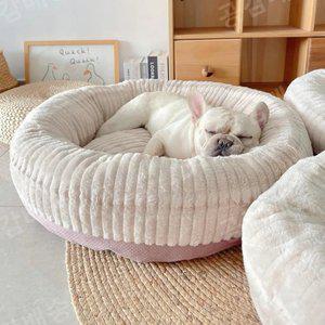 강아지 극세사 애착 쿠션 푹신한 방석 고양이 도넛 푹신한 침대 반려묘 반려견 중견