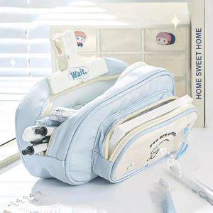 귀여운 강아지 연필 가방 케이스 대용량 펜 보관 파우치 거치대 정리함 메이크업 화장