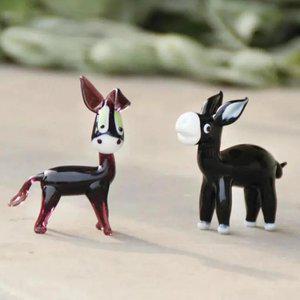 미니어처 당나귀 공예 작은 데스크탑 장식 크리스탈 인형 자동차 귀여운 유리 동물