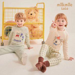 [밀크마일로로] 스마일베어체크상하세트