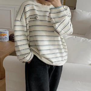 초코바닐라 자수 스트라이프 니트 (2color)