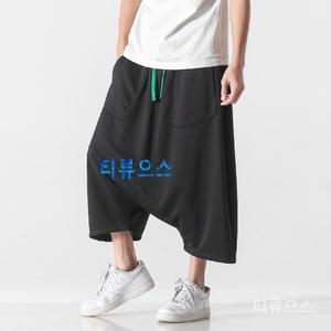 티류으스 남자 항아리바지 똥싼바지 통넓은 와이트 팬츠 빅사이즈 7부 여름 편한