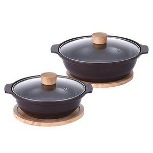 키친플라워 다담 세라믹 인덕션 뚝배기 냄비 2종 세트(20+24cm)