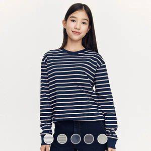 [지오다노주니어] 03025912 헤비 코튼 스트라이프 긴팔 티셔츠