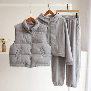 [잇수다] 센저닌 웰론 패딩 조끼 + 융기모 후드 집업 + 밴딩 벌룬 팬츠 세트