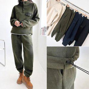 캠크루 기모 트레이닝 세트 4color 남녀공용 F XL 겨울 스냅 풀오버 플리스 두툼원단