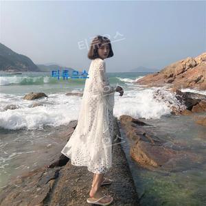 레이스 여름 비치 시스루 롱 로브가디건 롱가디건 여성 티류으스