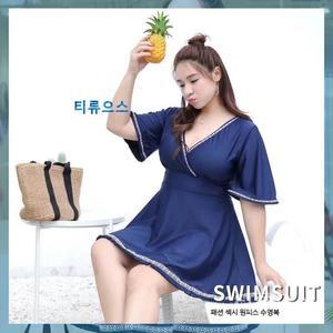 빅사이즈 원피스 수영복 체형 커버 실내 수영장 호캉 티류으스