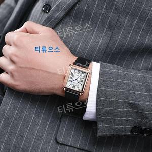 사각시계 남성용 가죽 스트랩 손목시계 패션 티류으스