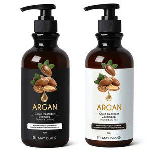 (원쁠딜) 메이아일랜드 아르간 클리닉 트리트먼트 샴푸&린스 750ml+750ml (총2개)