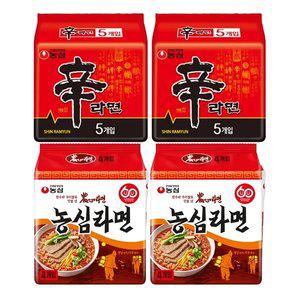 농심 농심라면 124g, 4입, 2개 + 신라면 120g, 5입, 2개 (총 18개)