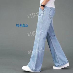 티류으스 남성 나팔 청바지 가을 겨울 기모 두꺼운 와이드 루즈