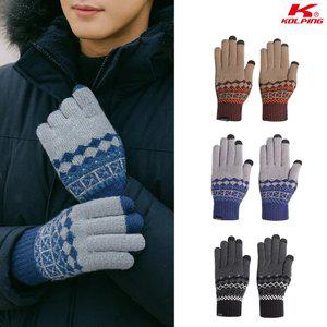 콜핑 2354GK609M 니트 보온 로고 패턴 짜임 스마트폰 터치 남성 겨울 장갑