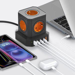 5구 멀티탭 65W C타입 PD USB 접지 타워 4000W 초고속멀티충전기