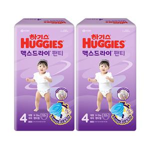 하기스 2024 맥스드라이 팬티 4단계 여아, 52매, 2팩, 1개 (104매)