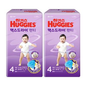 하기스 2024 맥스드라이 팬티 4단계 남아, 52매, 2팩, 1개 (104매)