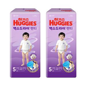 하기스 2024 맥스드라이 팬티 5단계 남아, 44매, 2팩, 1개 (88매)