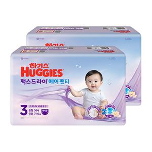 하기스 2025 맥스드라이 에어팬티 3단계 공용, 56매, 2팩, 1개 (112매)