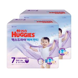 하기스 2025 맥스드라이 에어팬티 7단계 공용, 28매, 2팩, 1개 (56매)