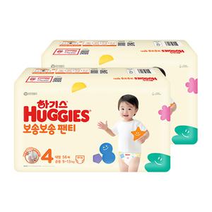하기스 NEW 보송보송 팬티 4단계 공용, 56매, 2팩, 1개 (112매)