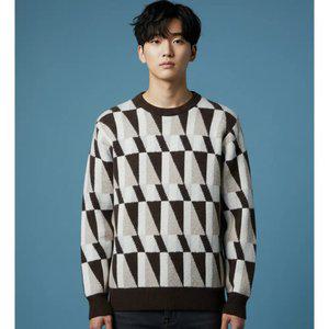 조이마담 MT50008 도형패턴 니트 티셔츠 중년남성의류 아빠옷