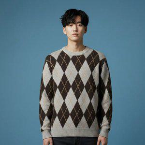 조이마담 MT50007 다이아패턴 니트 티셔츠 중년남성의류 아빠옷