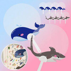 여름 바다 고래와 상어 투명 부채 고래 5개 + 상어 5개 10개 1세트 / 꾸미기 DIY 유아