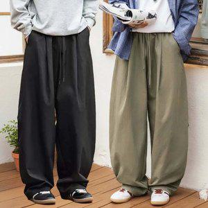 남자 가을 와이드 벌룬 팬츠 핀턱 밴딩 바지 루즈핏