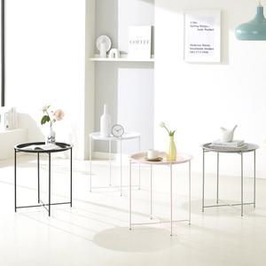 KM-T5510 접이식 원형 트레이 사이드 테이블 협탁 티테이블