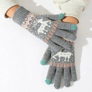 스마트폰 겨울 터치장갑 크리스마스 눈꽃패턴 기모 니트장갑