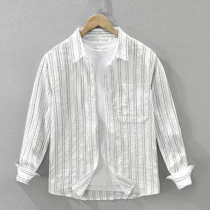 남자 스트라이프 긴팔 셔츠 유행 다용도 캐주얼 루즈 남방