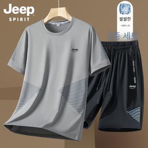 JEEP SPIRIT 트레이닝 반팔 반바지 세트 런닝복 헬스복 남성 신상품 반팔 투피스