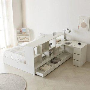 파로마 미뇽 책상 책장선반 파티션 공간분리형 수납침대 풀세트 (수납침대+책장+책상세