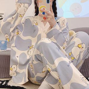 쉬블림로브 (긴팔+긴바지) 여성 얼룩 패턴 홈웨어 파자마 잠옷 세트 GGWD0613