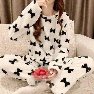 쉬블림로브 (상의+하의) 여성 극세사 패턴 수면잠옷 GWD0007