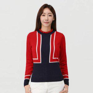 [엘르골프] 여성 배색 페이크레이어드 목크_6H83404