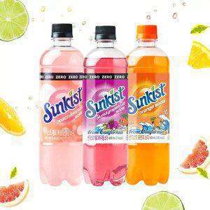 [본사직영] 썬키스트 소다 600ml 24입 3종 택1 / 오렌지 제로 복숭아레몬 제로 자두자