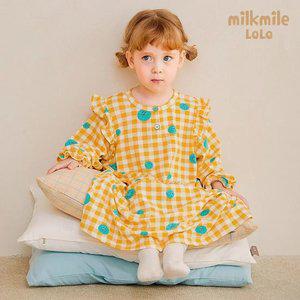 [밀크마일로로] 스마일소프트웜체크원피스파자마