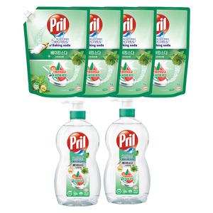 프릴 베이킹소다 허브 용기 700ml, 2개 + 리필 1L, 4개