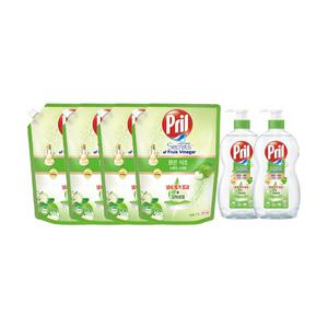 프릴 시크릿오브 맑은식초 사과,용기, 700ml, 2개 + 리필, 1L, 4개