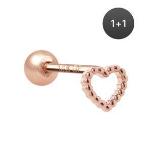 14K 골드필드핀 버블하트 여성 데일리 패션 심플 피어싱 1+1