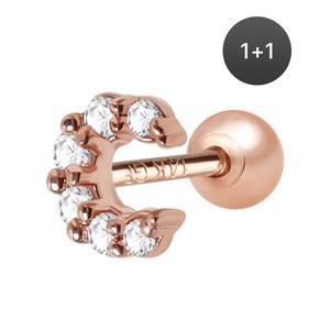 14K 골드필드핀 큐빅문 여성 데일리 패션 심플 피어싱 1+1