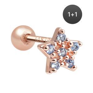 14K 골드필드핀 블루스타 여성 데일리 패션 심플 피어싱 1+1