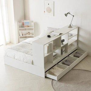 [MD픽! 리뷰이벤트] 파로마 미뇽 책장선반 파티션 공간분리형 수납침대 슈퍼싱글 매트