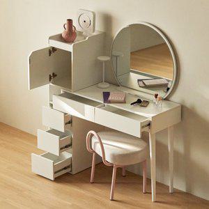 파로마 다힐라 익스텐션 수납 화장대 원형거울 풀세트