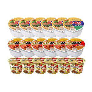 농심 육개장사발면, 86g, 6개 + 김치사발면, 86g, 6개 + 짜파게티범벅, 70g, 6개